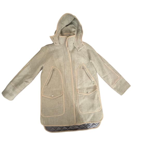 J Crew chateau parka Italian stadium-cloth wool coat Heather gray wool 0 small - Picture 2 of 11